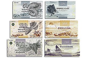 Faroese notes - 50 DKK, 100 DKK and 200 DKK